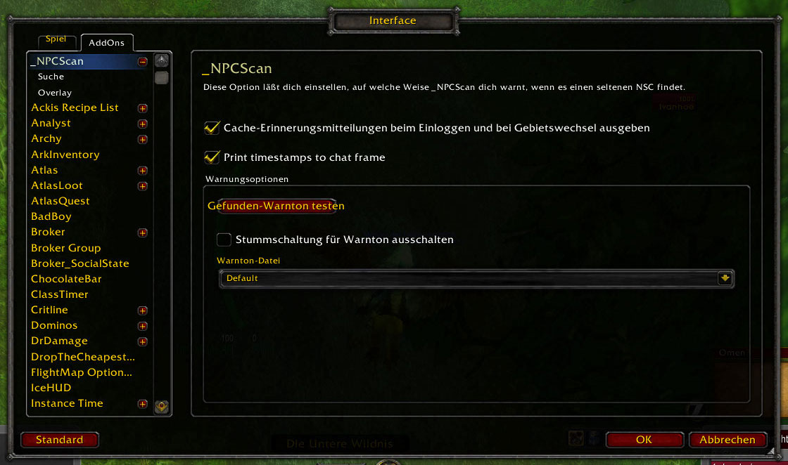 Optionsfenster 1